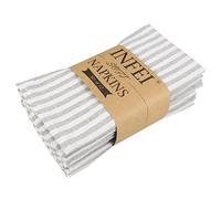 INFEI Plain Striped Cotton Linen Blended Dinner Cloth Napkins - Set of 12 (17 x 17 inches) - for Events & Home Use (Grey)
