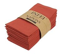 INFEI Solid Color Cotton Blended Dinner Cloth Napkins - Set of 12 (17 x 17 inches) - for Christmas Thanksgiving Fall Use (Cinnamon)