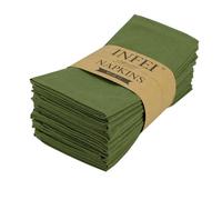INFEI Solid Color Cotton Dinner Cloth Napkins - Set of 12 (17 x 17 inches) - for Events & Home Use (Army Green)