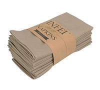 INFEI Solid Color Cotton Linen Blended Thin Dinner Cloth Napkins - Set of 12 (40 x 40 cm) - for Events & Home Use (Khaki)