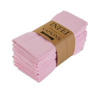 INFEI Solid Color Cotton Linen Blended Thin Dinner Cloth Napkins - Set of 12 (40 x 40 cm) - for Wedding Parties Events & Home Use (Pink)