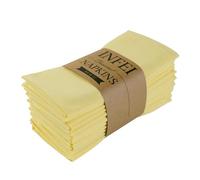 INFEI Solid Color Linen Blended Thin Dinner Cloth Napkins - Set of 12 (40 x 40 cm) - for Easter Events & Home Use (Yellow)