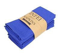 INFEI Solid Color Linen Blended Thin Dinner Cloth Napkins - Set of 12 (40 x 40 cm) - for Events & Home Use (Royal Blue)