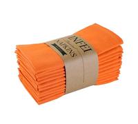 INFEI Solid Color Linen Blended Thin Dinner Fabric Napkins - Set of 12 (40 x 40 cm) - for Thanksgiving Halloween Use (Orange/Fall)