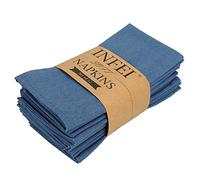 INFEI Solid Color Polyester Linen Blended Thin Dinner Cloth Napkins - Set of 12 (40 x 40 cm) - for Events & Home Use (Aegean)