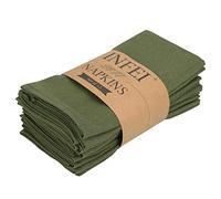 INFEI Solid Color Polyester Linen Blended Thin Dinner Napkins - Pack of 12 (40 x 40 cm) - for Events & Home Use (Army Green)