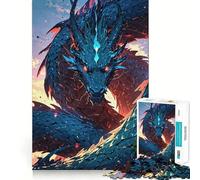 Infernal Azure︰ The Flame-Scaled Dragon 1000 Piece Jigsaw Puzzles for Adults Focus Skill Perfect Connection Fun Challenge Art Display (38x52cm)