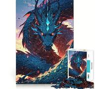 Infernal Azure︰ The Flame-Scaled Dragon 1000-piece Puzzle for Teenagers Reason Skill Stress Relief Enjoyable Challenge Home Accent (50x75cm)