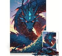 Infernal Azure︰ The Flame-Scaled Dragon 1000-piece Puzzle for Teenagers Reason Skill Stress Relief Enjoyable Challenge Home Accent (50x75cm)