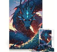 Infernal Azure︰ The Flame-Scaled Dragon Adults 1000 Piece Jigsaw Puzzle Brain Think Bright Detail Real Challenge Room Accent (38x26cm)