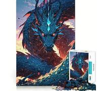 Infernal Azure︰ The Flame-Scaled Dragon Adults 1000 Piece Jigsaw Puzzle Brain Think Bright Detail Real Challenge Room Accent (38x26cm)