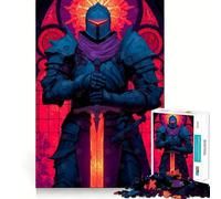 Infernal Knight Before The Sacred Glass with Glowing Sword 1000 Piece Jigsaws for Teenagers Puzzle DIY Fun Bright Hue Pattern Build Wall Accent (50x75cm)