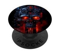 Infernal Steampunk Skull Molten Mechanica of industrial fire PopSockets Adhesive PopGrip