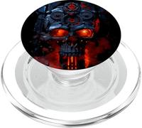Infernal Steampunk Skull Molten Mechanica of industrial fire PopSockets PopGrip for MagSafe