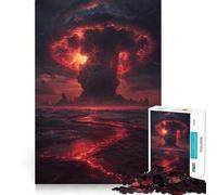 Infernal Volcano Explosion Over Ocean 1000 Piece Jigsaw Puzzles for Teenagers Jigsaw Home Play Neat Thick Home Fun Fine Art (38x52cm)