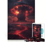 Infernal Volcano Explosion Over Ocean Jigsaws 1000 Pieces for Adults Sharp Thinking Smooth Thick Fun Activity Home Display (38x26cm)