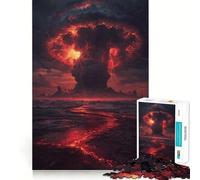 Infernal Volcano Explosion Over Ocean Teenager Jigsaw Puzzles 1000 Pieces Mind Workout Snug Connection Home Fun Festive Gift (50x75cm)