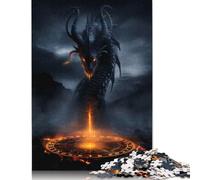 Infernal Wyrm - Summoned Flame of The Abyss Puzzle Difficult Hard 100 Percent Recycled Cardboard Jigsaw Puzzle for Women Men 500pcs (52x38cm)