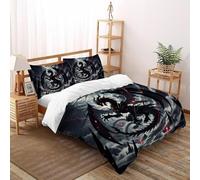 Inferno Dragon Fury Bedding Set 3D Printed Fantasy Animal Theme Duvet Cover Set 3 Pieces Microfiber Comforter Cover for Boys & Girls with Pillowcase Super King（260x220cm）