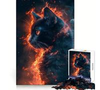 Inferno Fire Cat Hard Jigsaw Puzzle for Adults 1000 Pieces Memory Train Nice Thick Home Game Birthday Idea (38x26cm)