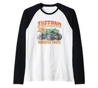Inferno Monster Truck Distressed Vintage Off-Roading Racer Raglan Baseball Tee
