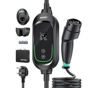 INFGO EV Charger, 32.8Ft/10M 2.4kW EV Charger Cable Type 2 to 3 Pin Plug (6/8/10A) Type 2 Charging Cable with adjusted timer 0.5-12 hours for EVs & PHEVs, Black