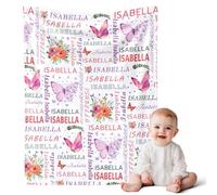 Infiher Custom Blanket for Kids, Personalized Baby Flannel Name Blanket for Girls, Soft for Birthday, Baby Shower, Memorial Day (Butterfly)