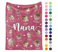 Infiher Personalised Blanket,Custom Blankets with Photos Text,Personalised Mothers Day Blanket,Customised Blanket for Nana,Personalised Christmas Valentines Birthday Gifts for Grandma from Children