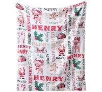Infiher Personalised Blanket,Custom Chrismas Blanket with Name,Personalised Baby Blanket for Boys Girls Kids,Customised Blanket with Printed Elk Deer,Personalised Name Blanket Gifts for Christmas