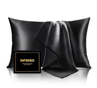 INFIIXSO Mulberry Silk Pillow Case King Size, Silk Pillowcase with Hidden Zipper 20"x36", Extraordinary Smooth and Soft Pillow Cases for Hair and Skin(Black, 1 Pack)