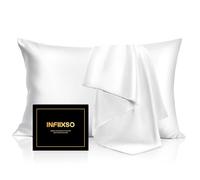 INFIIXSO Mulberry Silk Pillowcase for Hair and Skin, Silk Pillow Cases King Size with Hidden Zipper 20x40 Inches, Extraordinary Smooth and Soft Cooling Pillow Cases for Hot Sleepers(White, 1 Pack)