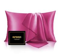 INFIIXSO Mulberry Silk Pillowcase for Hair and Skin, Silk Pillow Cases Standard Size Set of 2 with Hidden Zipper 20"x26", Ultra Smooth and Soft Cooling Pillow Cases for Hot Sleepers(Hot Pink,2 Pack)