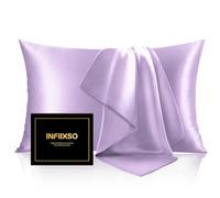INFIIXSO Mulberry Silk Pillowcase for Hair and Skin, Silk Pillow Cases Standard Size Set of 2 with Hidden Zipper 20"x26", Ultra Smooth and Soft Cooling Pillow Cases for Hot Sleepers(Lavender,2 Pack)