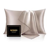 INFIIXSO Mulberry Silk Pillowcase for Hair and Skin, Silk Pillow Cases Standard Size with Hidden Zipper 20x26 Inches, Ultra Smooth and Soft Cooling Pillow Cases for Hot Sleepers(Caramel, 1 Pack)