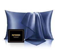 INFIIXSO Mulberry Silk Pillowcase for Hair and Skin, Silk Pillow Cases Standard Size with Hidden Zipper 20x26 Inches, Extraordinary Smooth and Soft Cooling Pillow Cases for Hot Sleepers(Navy, 1 Pack)