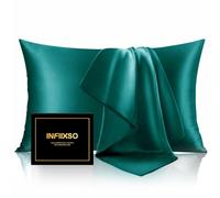 INFIIXSO Silk Pillow Cases 2 Pack Standard Size, Ultra Smooth & Soft Mulberry Silk Pillow Case for Hair and Skin, Breathable Cooling Silk Pillowcase with Hidden Zipper (Teal, 20x26 Inches)