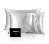 INFIIXSO Silk Pillow Cases 2 Pack Standard Size, Ultra Smooth & Soft Mulberry Silk Pillow Case for Hair and Skin, Breathable Cooling Silk Pillowcase with Hidden Zipper (Light Grey, 20x26 Inches)
