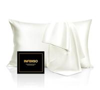 INFIIXSO Silk Pillow Cases 2 Pack Standard Size, Ultra Smooth & Soft Mulberry Silk Pillow Case for Hair and Skin, Breathable Cooling Silk Pillowcase with Hidden Zipper (Cream, 20x26 Inches)