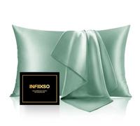 INFIIXSO Mulberry Silk Pillowcase for Hair and Skin, Silk Pillow Cases Standard Size Set of 2 with Hidden Zipper 20x26 Inches, Smooth and Soft Cooling Pillow Cases for Hot Sleepers(Mint Green,2 Pack)