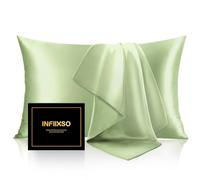 INFIIXSO Mulberry Silk Pillowcase for Hair and Skin, Silk Pillow Cases Standard Size Set of 2 with Hidden Zipper 20"x26", Ultra Smooth and Soft Cooling Pillow Cases for Hot Sleepers(Sage Green,2 Pack)