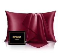INFIIXSO Silk Pillow Cases 2 Pack Standard Size, Ultra Smooth & Soft Mulberry Silk Pillow Case for Hair and Skin, Breathable Cooling Silk Pillowcase with Hidden Zipper (Burgundy, 20x26 Inches)