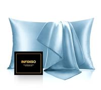 INFIIXSO Silk Pillow Cases 2 Pack Standard Size, Ultra Smooth & Soft Mulberry Silk Pillow Case for Hair and Skin, Breathable Cooling Silk Pillowcase with Hidden Zipper (Light Blue, 20x26 Inches)