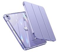 INFILAND Case for iPad Air 11 inch M2 2024 Air 6th /10.9 Air 5th 2022/Air 4th 2020, Crystal Clear Back & Frame [ Anti-Yellowing ] with Pencil Holder, Lavender