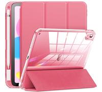INFILAND Case for New iPad (A16) 11th Generation 2025/10th Gen 2022, iPad 11/10.9" Cover, Full Crystal Clear [ Anti-Yellowing ] with Special Slot for Pencil & Charging Adapter, Rose Pink