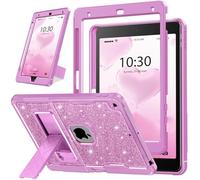 INFILAND Glitter Case for iPad 9th Generation (2021) / 8th Generation (2020) / 7th Generation (2019) 10.2 Inch, Heavy Duty Shockproof Protective Cute Cover with Kickstand for Kids (Purple)