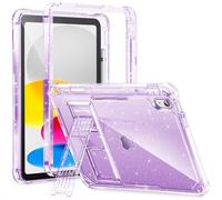 INFILAND Kids Case for iPad A16 11 inch 11th Generation,iPad 10th Generation Case 10.9 Inch, Heavy Duty Shockproof Protective Cover with Stand, Glitter Clear Cute Shell for Girls, Women(Purple)