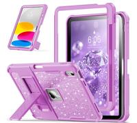 INFILAND Kids Case for iPad A16 11 inch 11th Generation,iPad 10th Generation Case 10.9 Inch, Heavy Duty Shockproof Protective Cover with Kickstand, Glitter Cute Shell for Girls, Women (Purple)