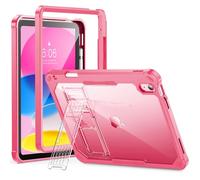 INFILAND Kids Case for iPad A16 11 inch 11th Generation,iPad 10th Generation Case 10.9 Inch, Heavy Duty Shockproof Protective Cover with Stand, Glitter Clear Cute Shell for Girls, Women (Solid Pink)