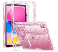 INFILAND Kids Case for iPad A16 11 inch 11th Generation,iPad 10th Generation Case 10.9 Inch, Heavy Duty Shockproof Protective Cover with Stand, Glitter Clear Cute Shell for Girls, Women(Pink)