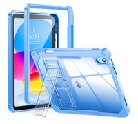 INFILAND Kids Case for iPad A16 11 inch 11th Generation,iPad 10th Generation Case 10.9 Inch, Heavy Duty Shockproof Protective Cover with Stand, Glitter Clear Cute Shell for Girls, Women (Solid Blue)